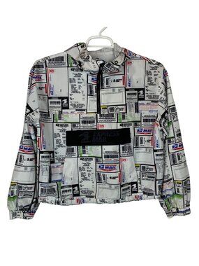 Forever 21 USPS Express Mail Print Pullover Hoodie Jacket Size M Lightweight Win
